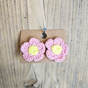handmade crochet flower small post earrings
